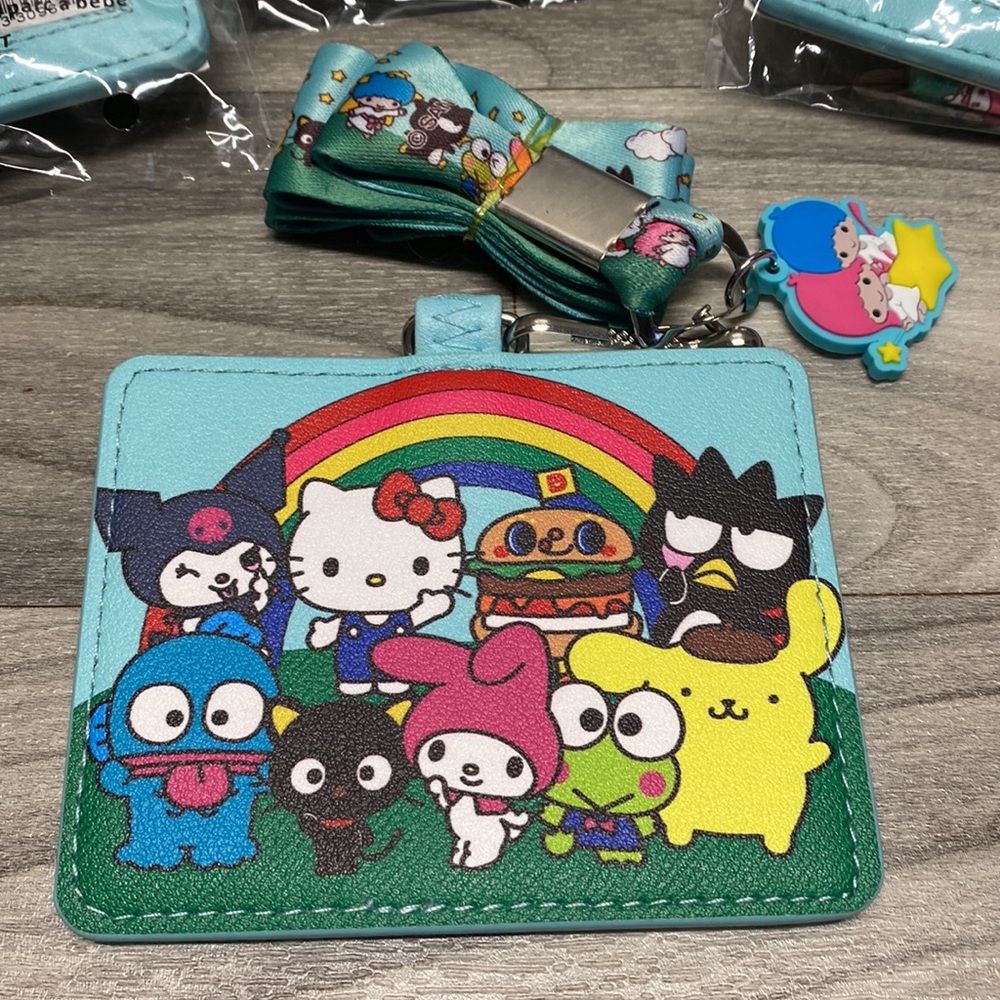 Loungefly Hello Kitty Sanrio Rainbow Group Lanyard with Cardholder